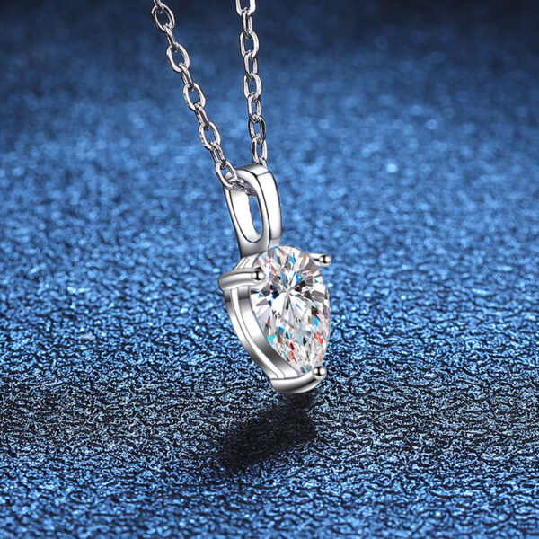Sterling silver shaped teardrop moissanite pendant 1 carat D-color moissanite necklace - Image 5